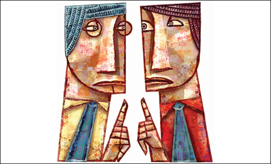 illustration of two opposing figures