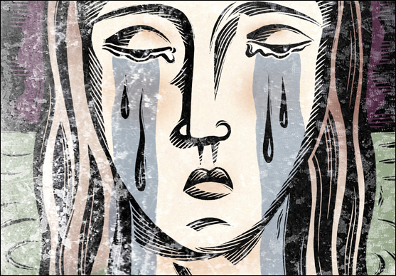 Illustration of a woman crying