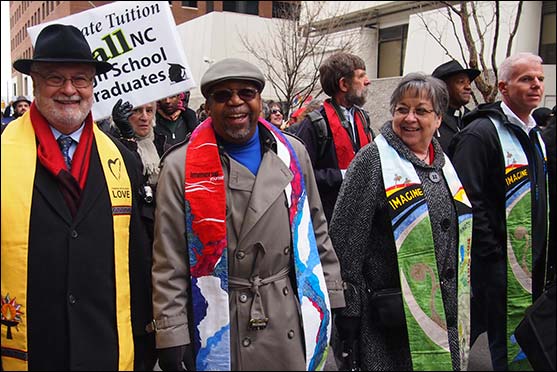 UUA President Peter Morales and senior leaders of the United Church of Christ