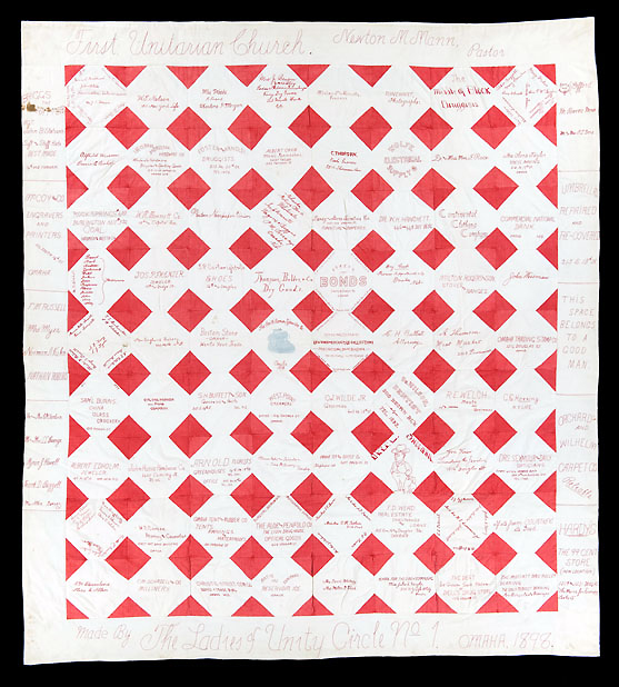 Redwork signature quilt