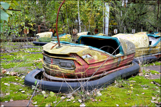 Derelict carnival bumper car in Chernobyl. © 2013 Sonja L. Cohen