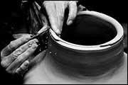 hands at a potter's wheel